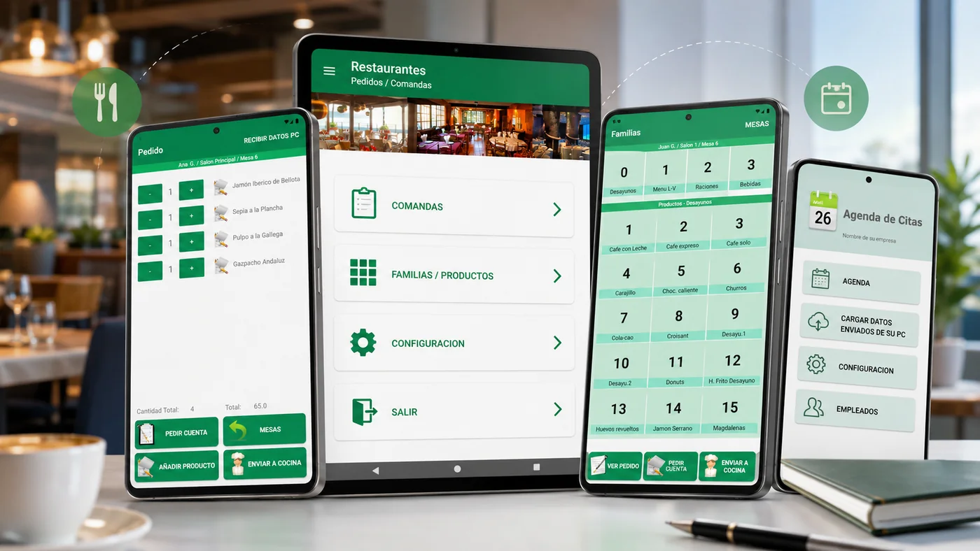 Comandero Android para hostelería y Agenda Android de citas en móviles y tablet